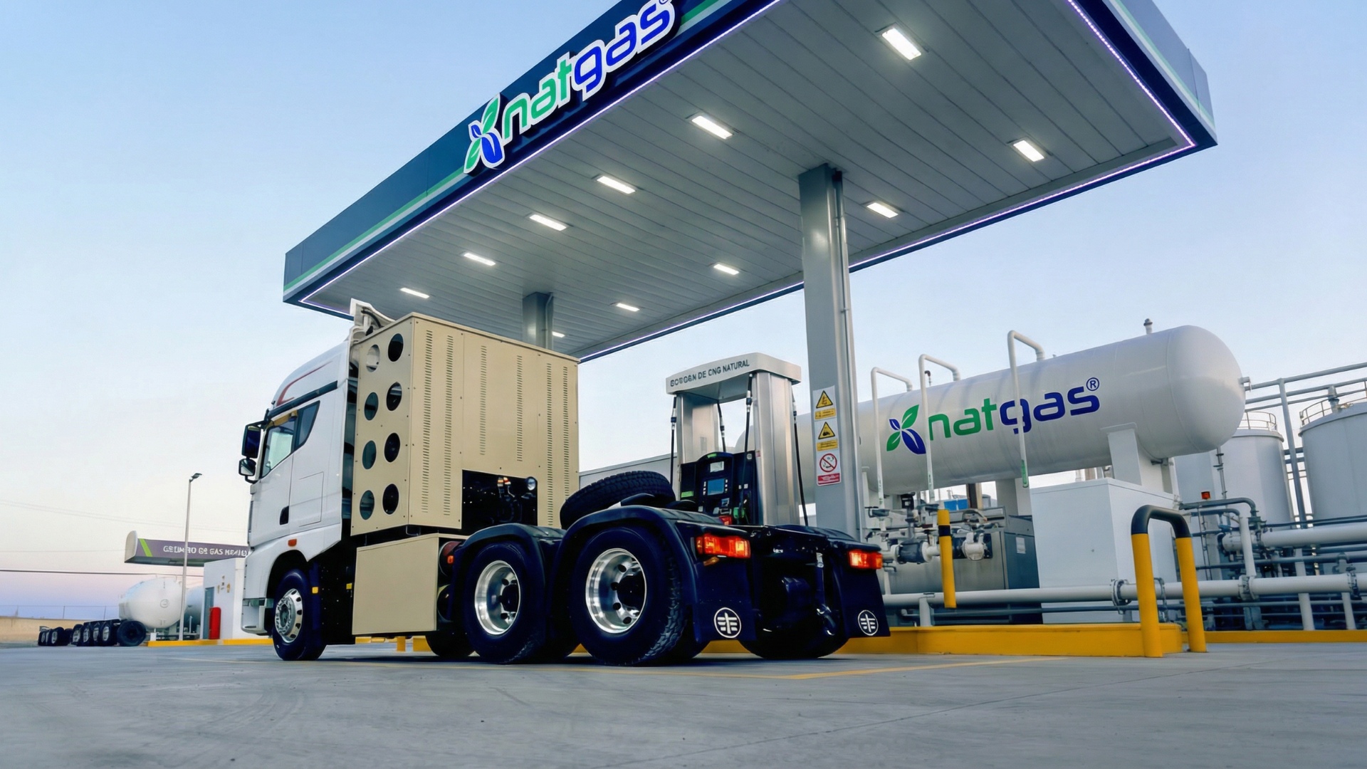 Infraestructura de vanguardia: Estación de servicio NATGAS diseñada para el repostaje eficiente de flotas de carga pesada en corredores industriales